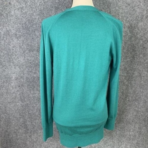 J Crew 100% Merino Wool Cardigan Sweater Women S Green Grandpa Core 6 Button - Picture 4 of 14